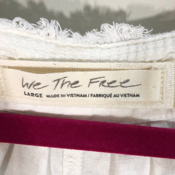 WE THE FREE/FREE PEOPLE Beating Hearts Color Block Linen Blend Oversized Top L - Picture 14 of 15